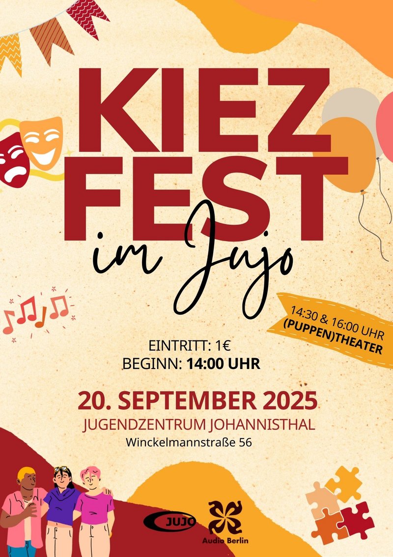 Flyer zum Kiezfest im Jugendzentrum Johannisthal am 20. September 2025.